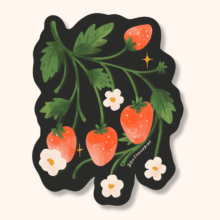Wild Strawberries Sticker | Waterproof Vinyl Diecut Sticker